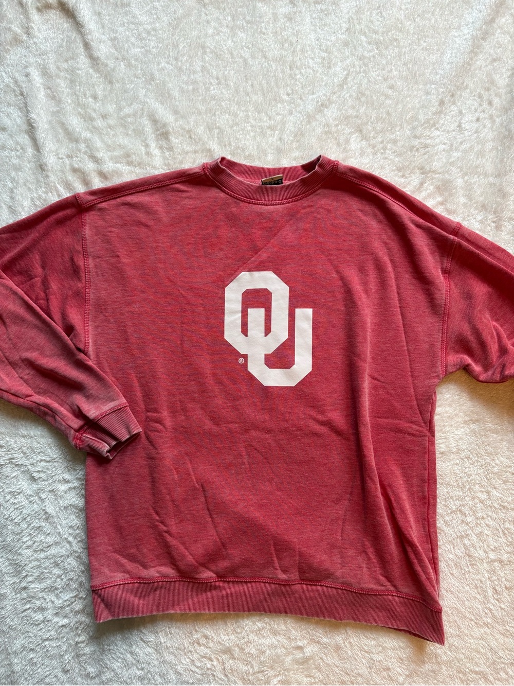 Oklahoma Sooners Crimson Vintage Wash Crewneck Sweatshirt